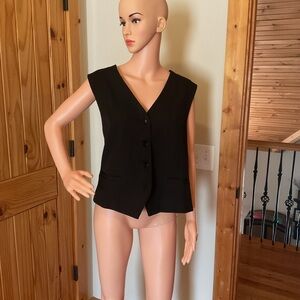 Black Sleeveless Button-Up Vest